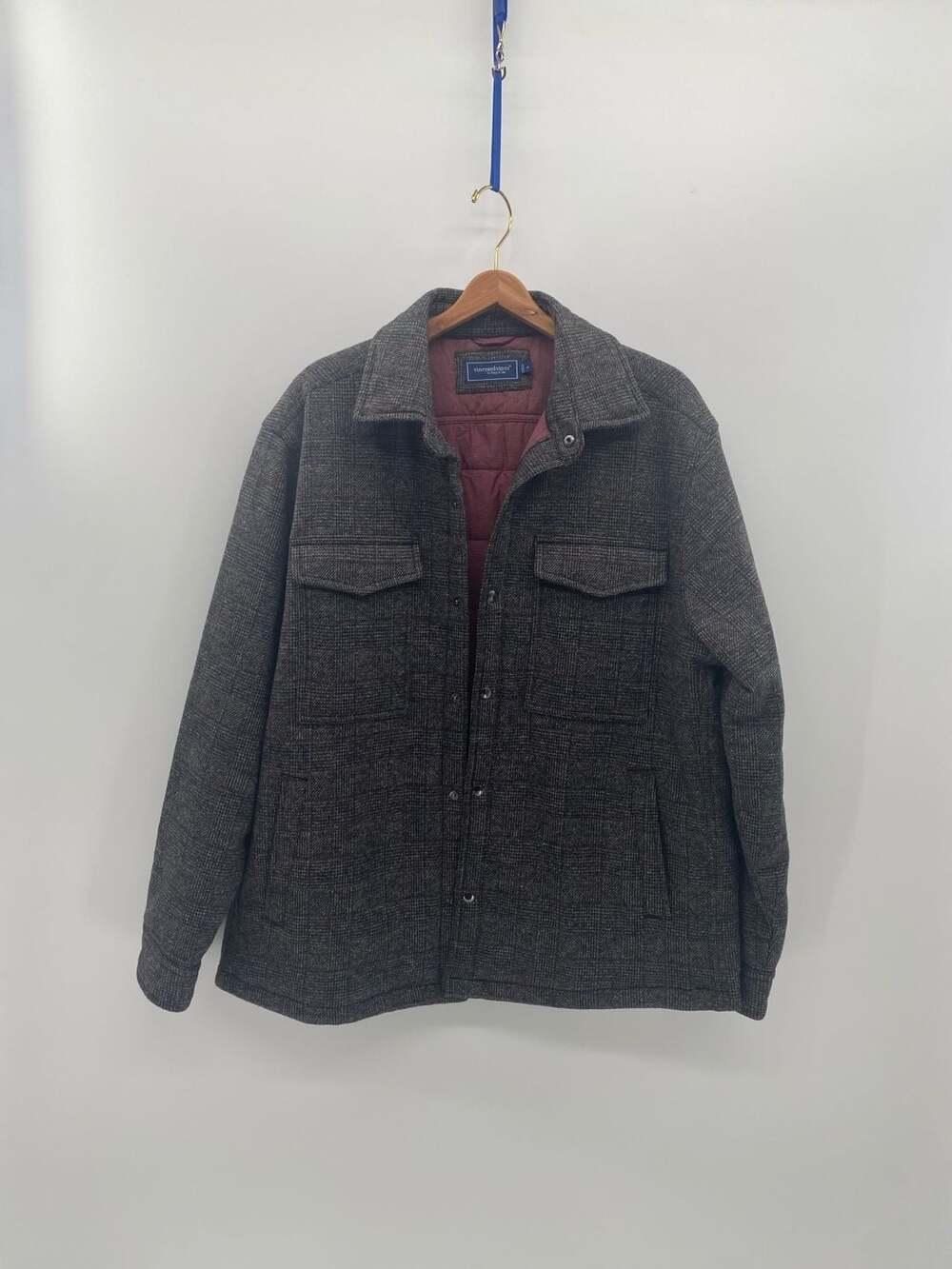 Vineyard Vines Grey Plaid Quilted Lined Snap Shirt Jacket